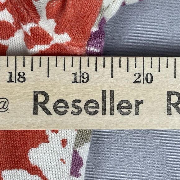 Cherokee Floral Button-Up Cardigan Med Crew Neck Purple Beige Orange Tight Knit - Picture 11 of 14